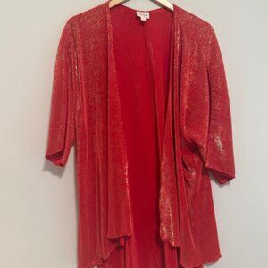 LulaRoe Lindsay Red and Gold Shimmer